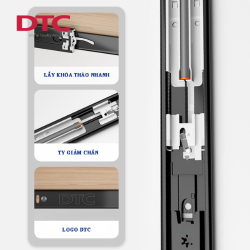 Thanh trượt bi 3 tầng giảm chấn DTC