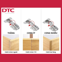 Bản lề giảm chấn DTC cong nhiều phi 35mm - mở 100°
